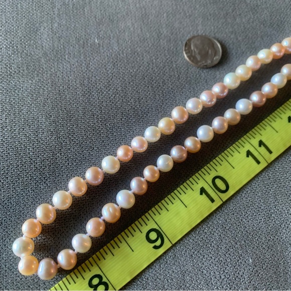 18” multi-colored cultured freshwater 6-7mm Pearl necklace w/ sterling silver - Picture 3 of 5